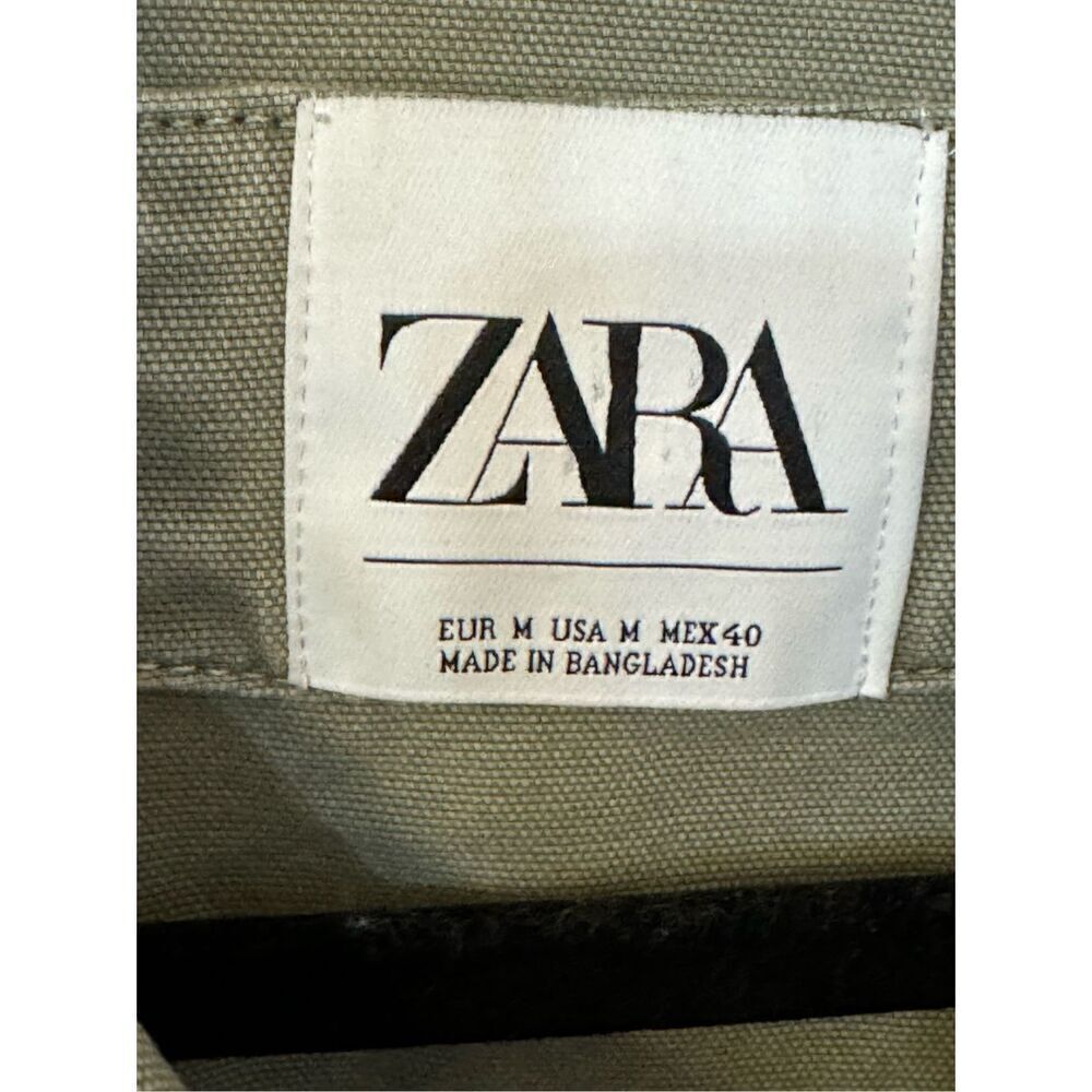 Zara Green Cotton Military Jacket M - Picture 2 of 7